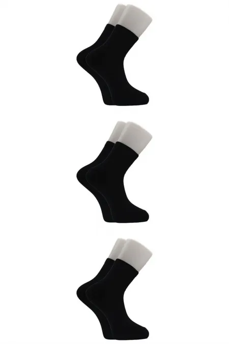 Unisex Siyah Yarım Konç Tenis Çorap Kolej 3'Lü Paket