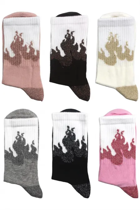 Chaussettes courtes en coton à motifs colorés pour femmes, lot de 6