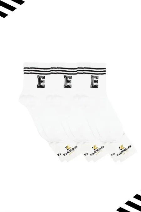 Unisex Tennis Socks with Letter E Design (LETTER SOCKS) 3-Pack