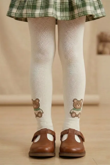 Kız Çoçuk Pamuklu Külotlu Çorap Desenli