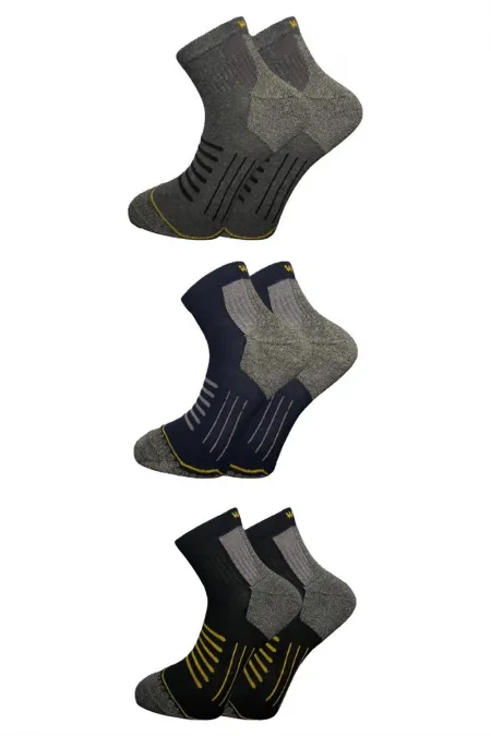 Men's Half-Length Multicolored Cotton Socks, 3-Pack