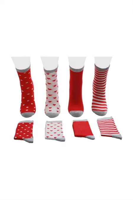 Çoçuk Çok Desenli Soket Çorap Renkli 4'Lü Paket