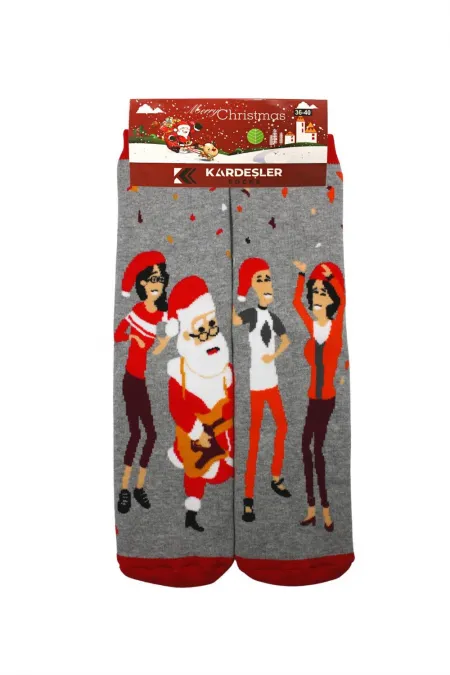 New Year's Eve, Christmas, Colorful Patterned Socket Terry Socks
