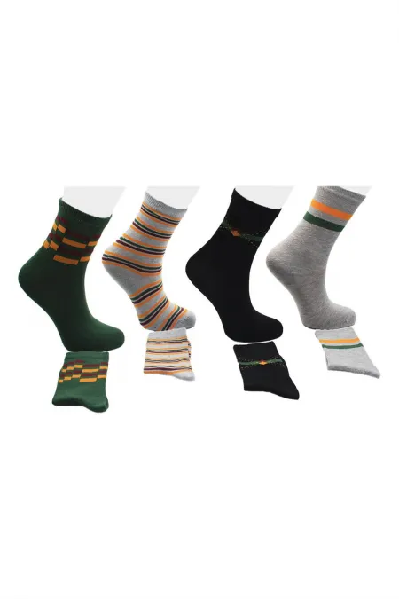 Çoçuk Çok Desenli Soket Çorap Renkli 4'Lü Paket