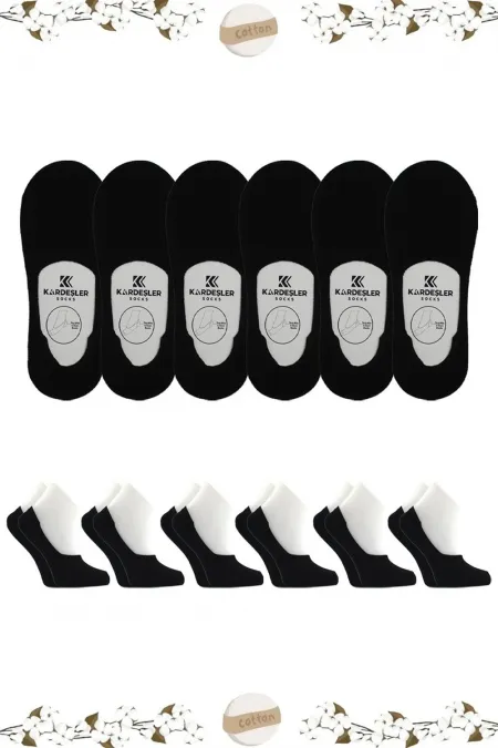 Chaussettes de ballet invisibles en coton sans couture avec talon en silicone antidérapant pour femme, noires, lot de 6