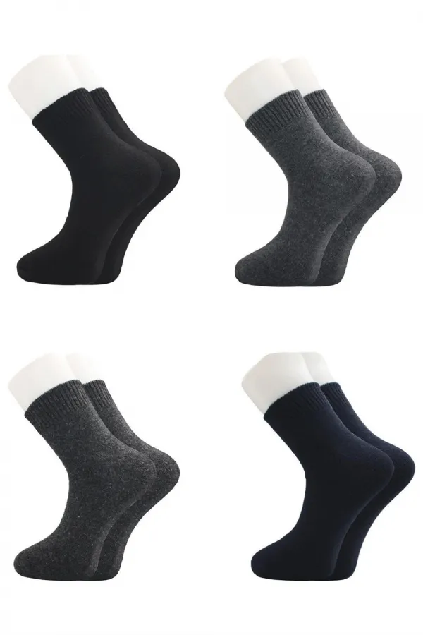 Men's Lambswool Wool Winter Multicolored Ankle Socks, 4-Pack