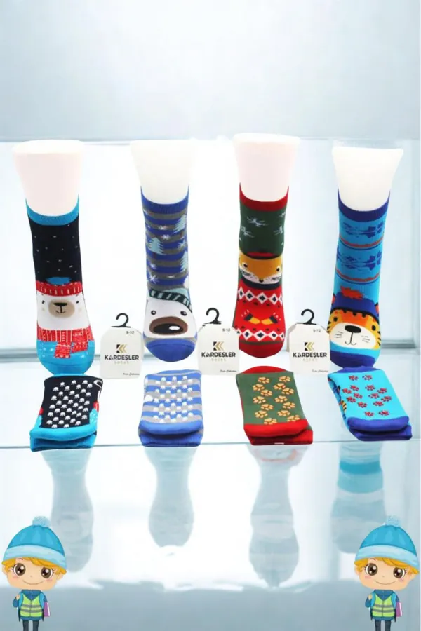 Serviette pour enfants, chaussettes courtes à motifs variés, colorées, lot de 4