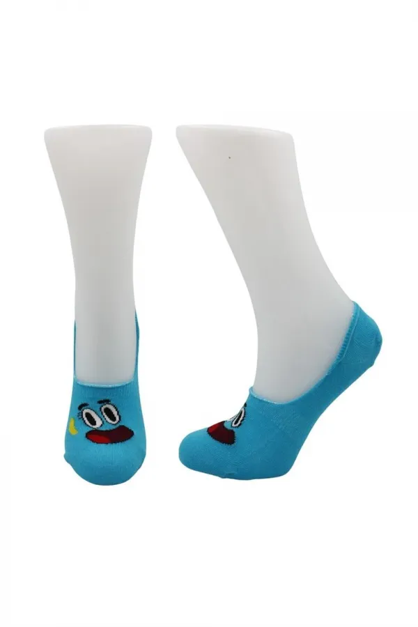 Chaussettes ballerines pour femmes, colorées, en coton, motif visage souriant, invisibles, antidérapantes, talon en silicone, lot de 4