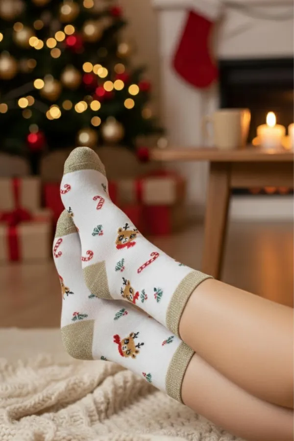 Christmas/New Year's Patterned Ankle Socks, Colorful, 6-Pack