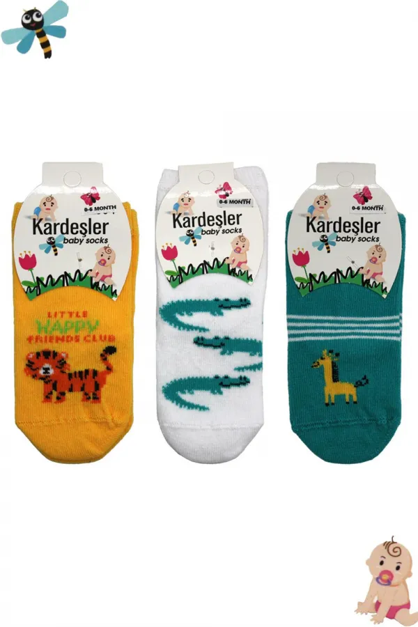 Chaussettes bottines colorées à motifs pour enfants, lot de 3