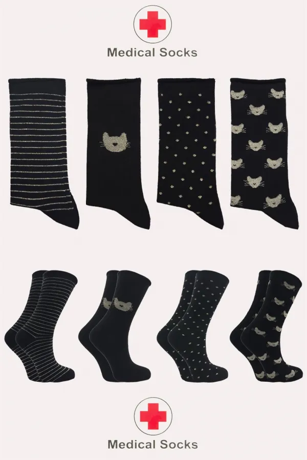 Kadın Pamuklu Soket Çorap Çok Renkli 4'Lü Paket