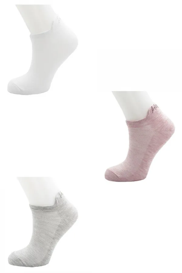 Lot de 3 paires de chaussettes en coton pour femmes, ornées de pierres et de lettres colorées.