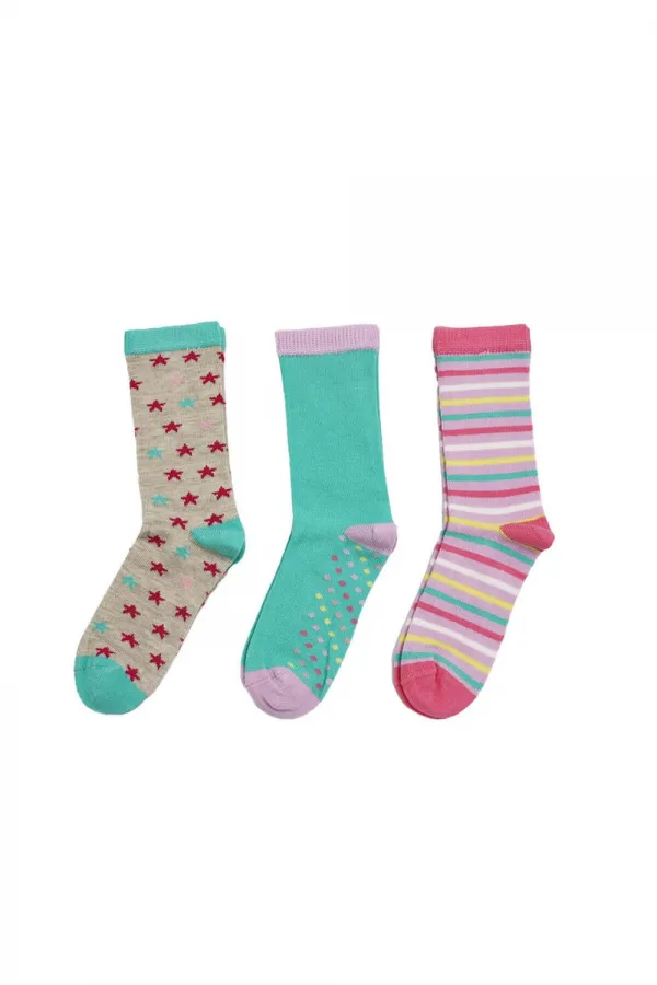 Çoçuk Çok Desenli Soket Çorap Renkli 3'Lü Paket