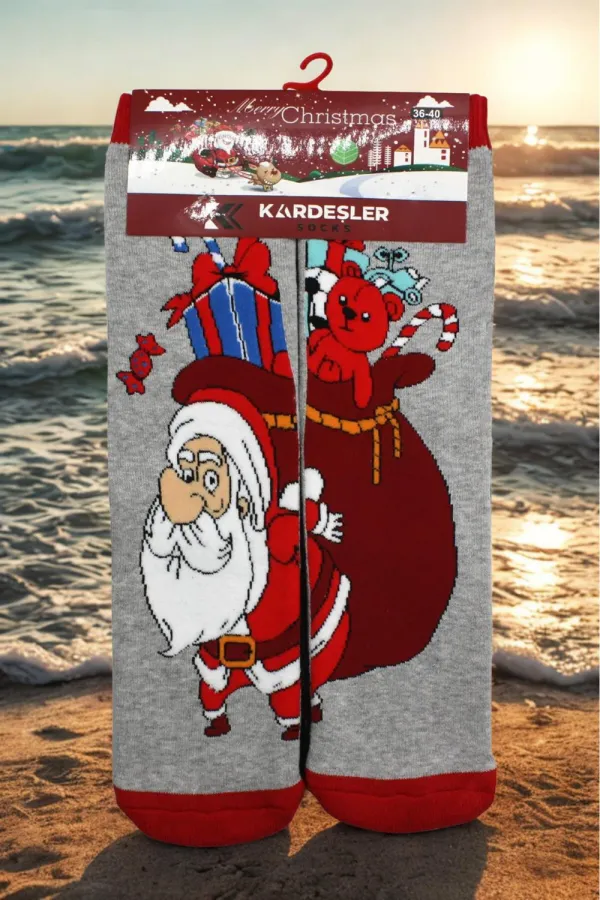 New Year's Eve, Christmas, Colorful Patterned Socket Terry Socks