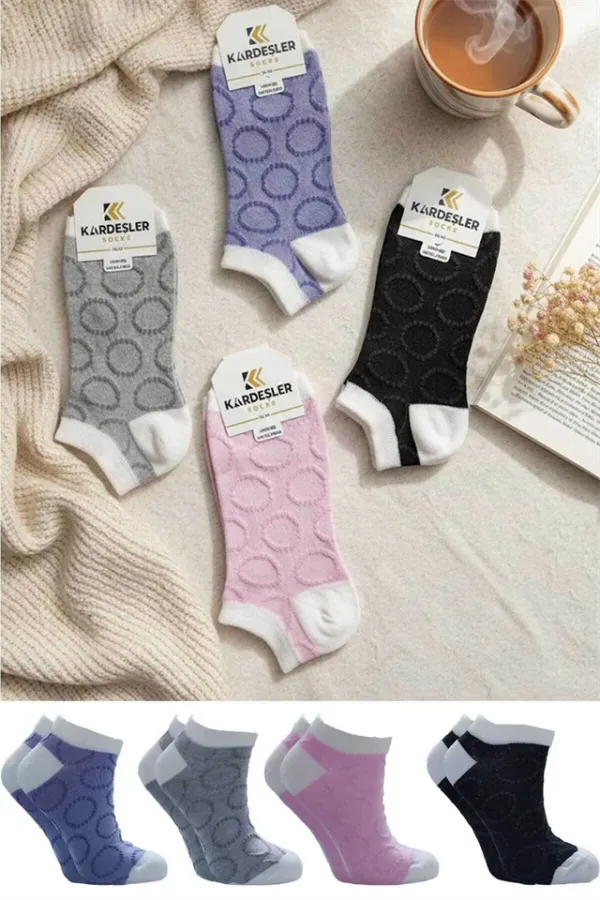 Chaussettes courtes colorées en coton pour femmes, lot de 4