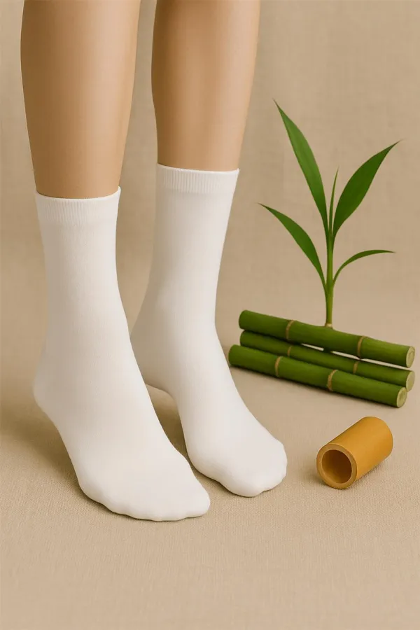 Chaussettes courtes blanches sans couture en bambou pour femmes (lot de 6)
