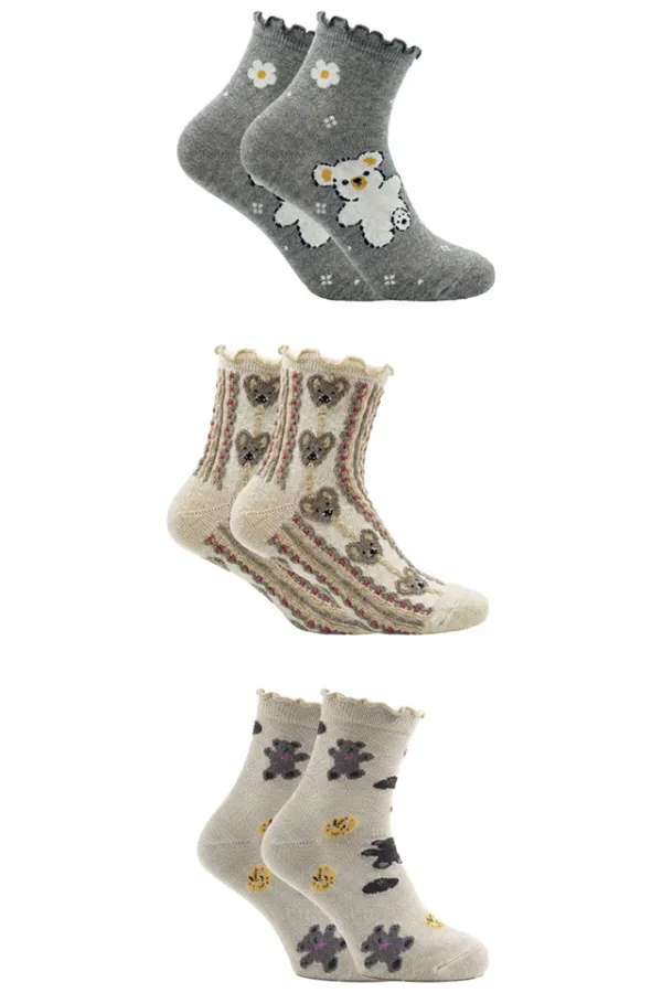 Chaussettes courtes en coton pour femme, à motifs, colorées, lot de 3