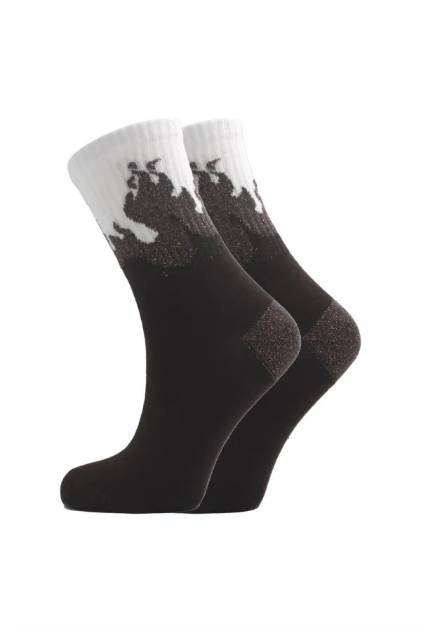 Kadın Çok Renkli Desenli Pamuklu Soket Çorap 6'Lı Paket