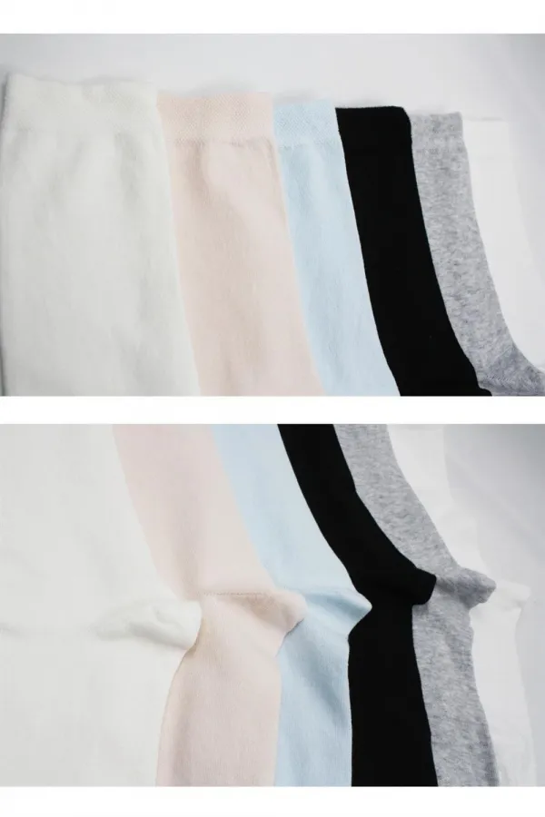Chaussettes unies en coton coloré pour femmes, lot de 6