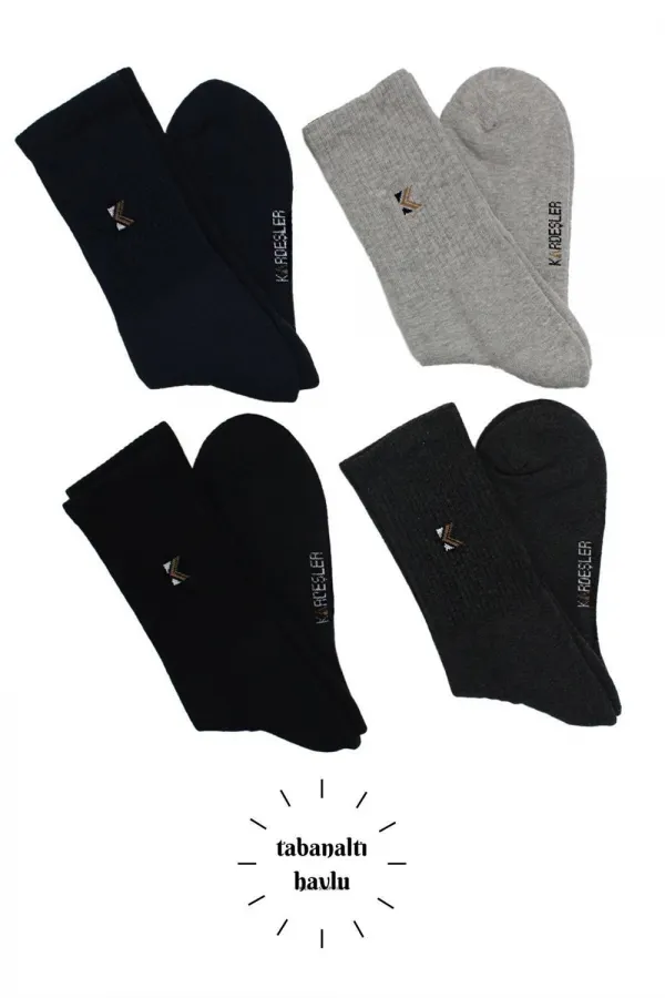 Chaussettes thermiques d'hiver épaisses en coton éponge pour homme, couleurs assorties, lot de 4