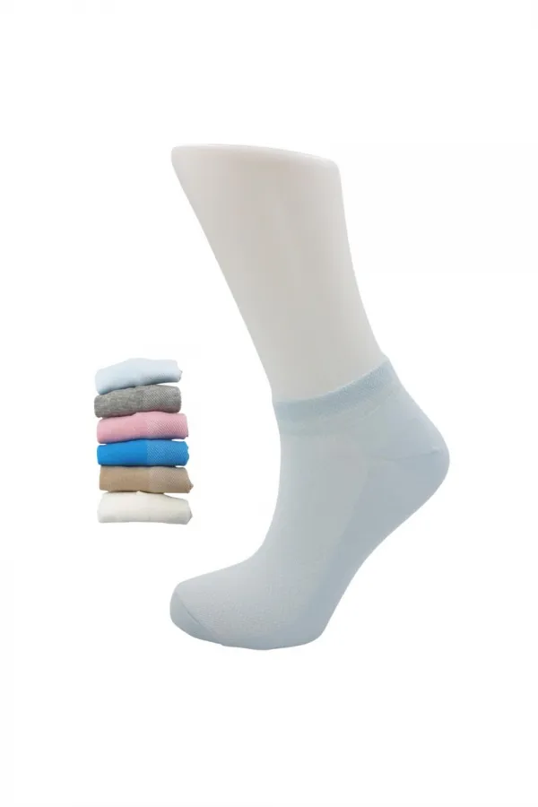 Kadın Patik Asorti Çok Renkli Pamuklu Çorap Pirinç Örgü 6'Lı Paket