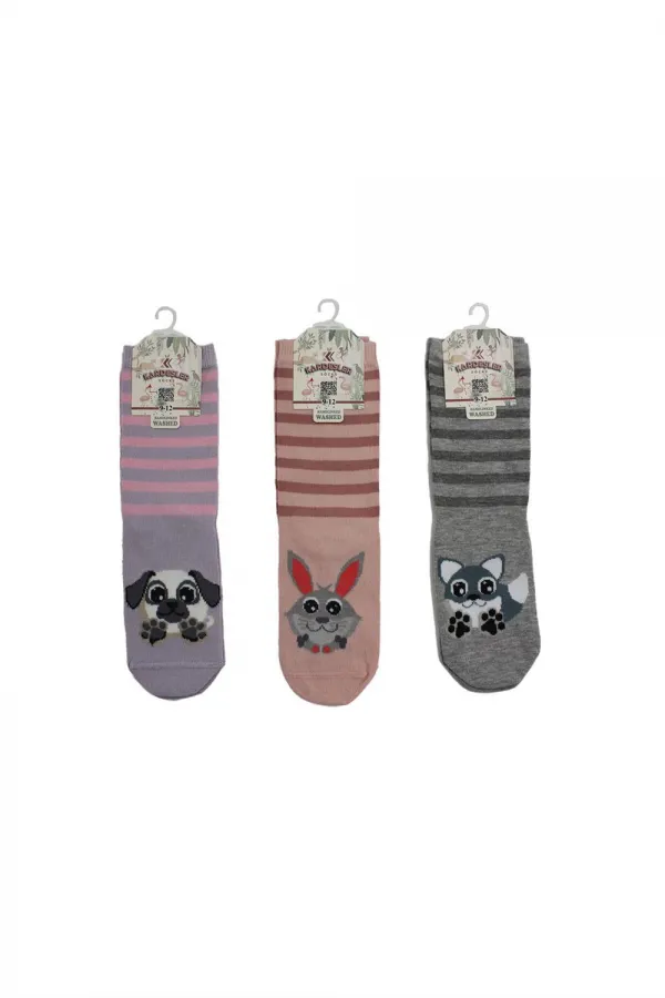 Çoçuk Çok Desenli Soket Çorap Renkli 6'Lı Paket