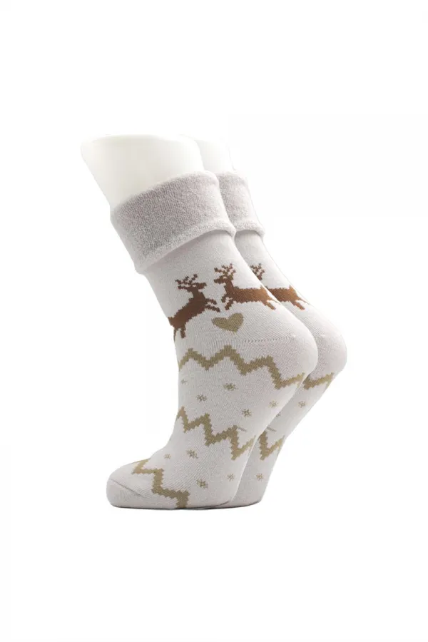 Chaussettes en tissu éponge pour femmes, lot de 6, motif cerf