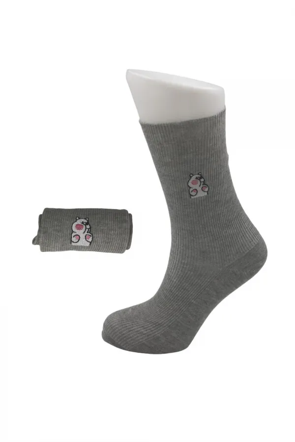 Unisex Patterned Embroidered Colorful Cotton Ankle Socks