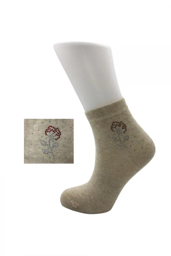 Chaussettes en coton à strass colorés pour femmes, lot de 6