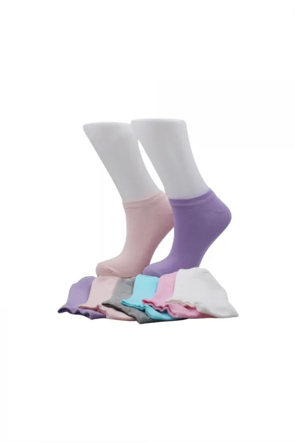 Chaussettes courtes colorées en coton pour femmes, lot de 6
