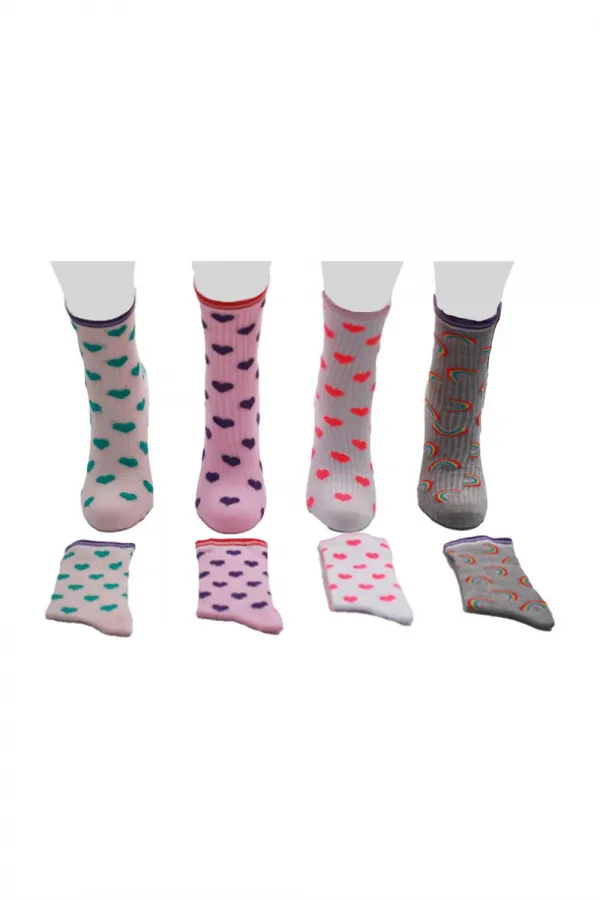 Chaussettes courtes pour enfants à motifs variés, colorées, lot de 4