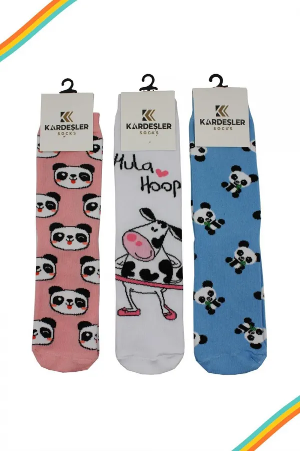 Unisex Colorful Cartoon Patterned Ankle Socks, 3-Pack