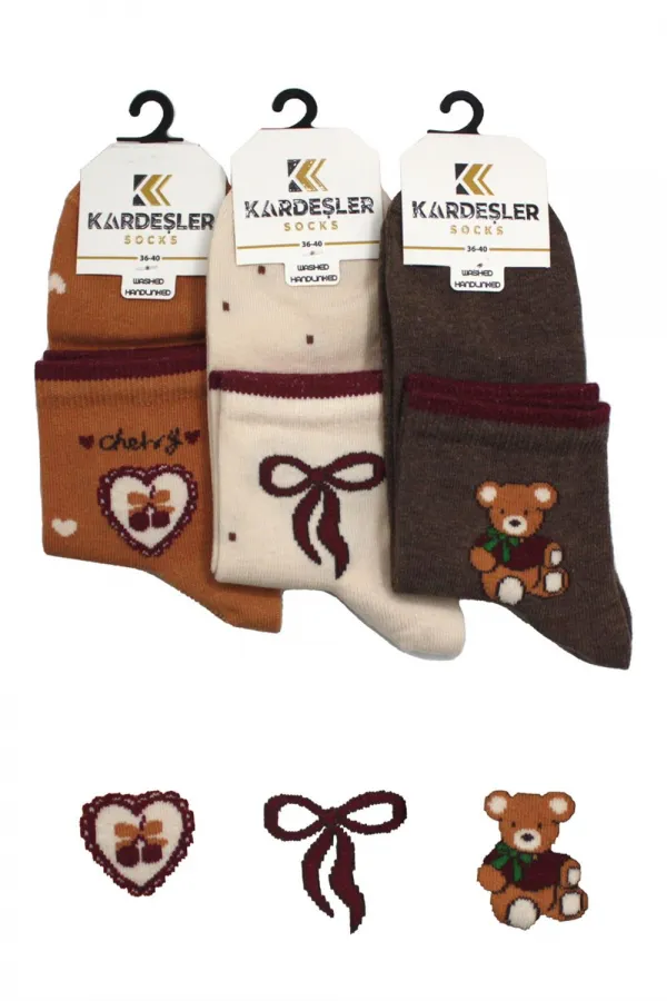 Chaussettes courtes en coton pour femme, à motifs, colorées, lot de 3