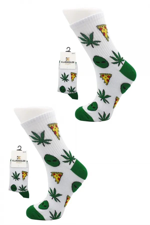 Unisex Desenli Renkli Çorap 2'Li Set