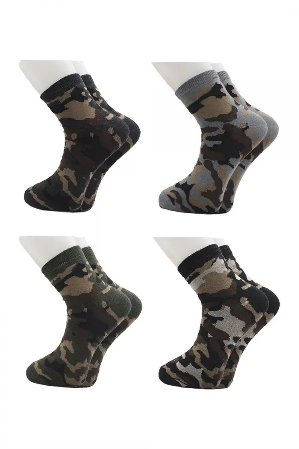 Men's Ankle Socks, Camouflage Military Pattern, Cotton, 4-Pack