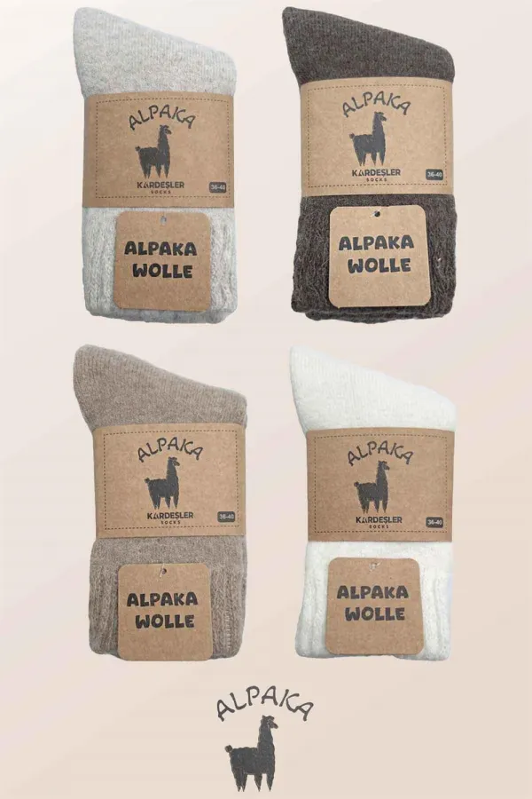 Women's Alpaca Wool Winter Terry Thick Socks, 4-Pack
