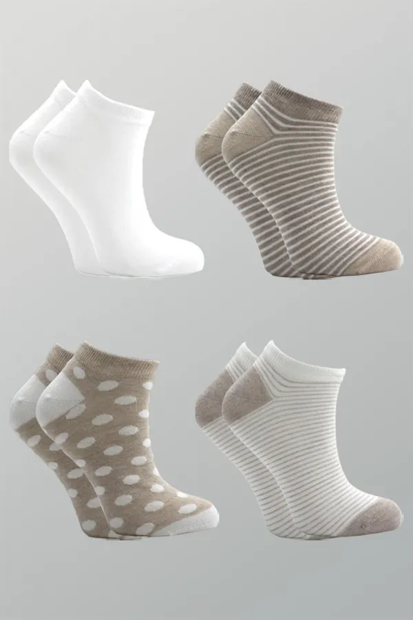 Chaussettes courtes en coton pour femmes, colorées, lot de 4