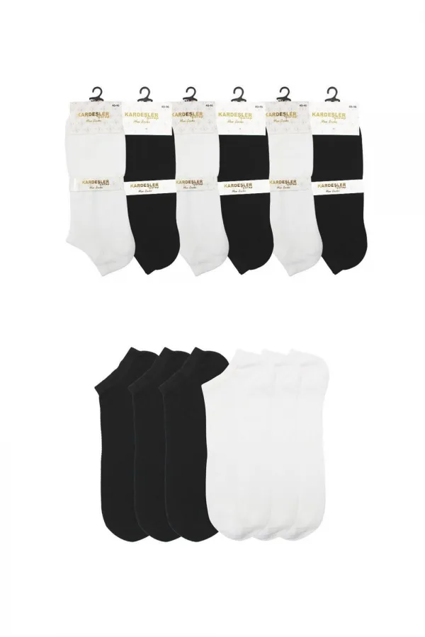 Men's Black and White Cotton Rice Stitch Socks, 6-Pack (3 Black, 3 White)