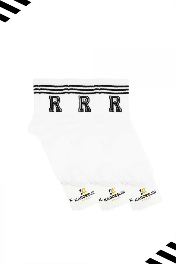 Unisex R-Designed Tennis Socks (LETTER SOCKS) 3-Pack