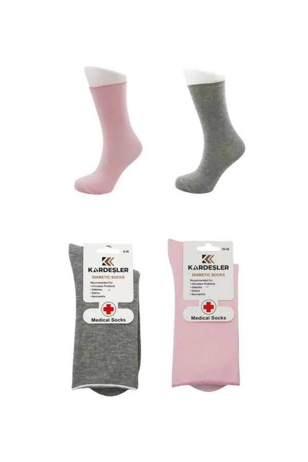 Chaussettes colorées pour diabétiques, en coton, non compressives, lot de 6