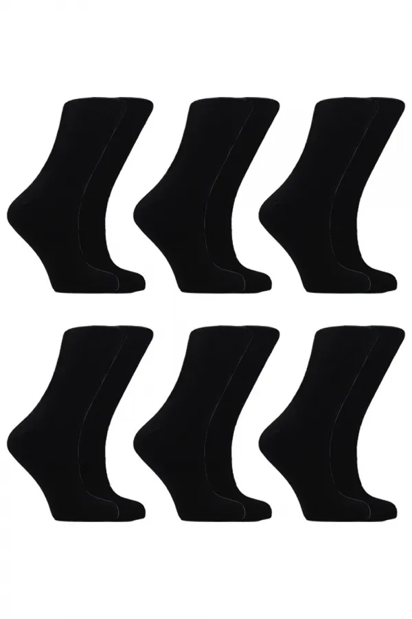 Chaussettes en bambou pour femmes diabétiques, non compressives, noires, lot de 6