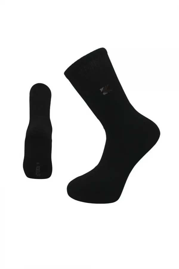 Men's Terry Cotton Winter Thick Black Thermal Socks, 3-Pack