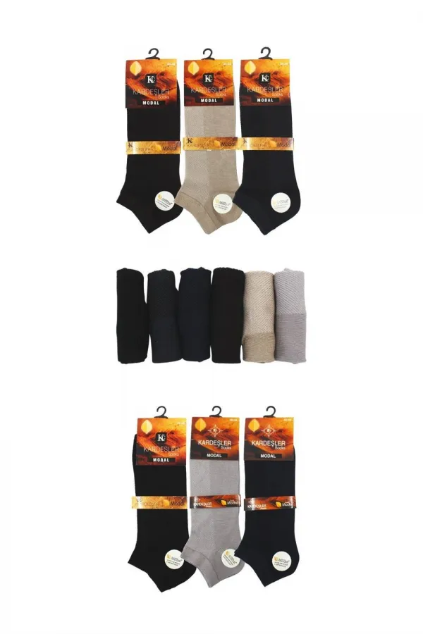 Men's Modal Ankle Socks, Multicolored, Seamless, 6-Pack