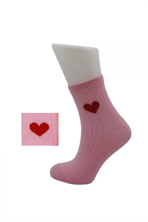 Chaussettes mi-mollet colorées en coton à motif cœur pour femme, lot de 6