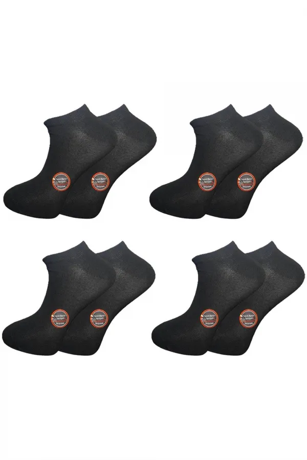Unisex Cotton Seamless Black Booties, 4-Pack