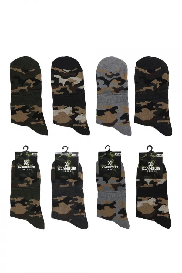 Men's Ankle Socks, Camouflage Military Pattern, Cotton, 4-Pack