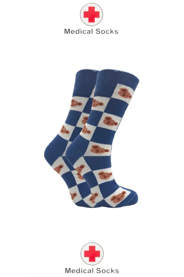 Kadın Diyabetik Lastiksiz Şeker Çorabı Sıkmayan Pamuklu Desenli Soket Çorap Çok Renkli 4'Lü Paket