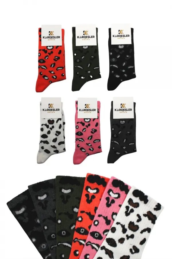 Chaussettes de tennis colorées pour femmes, en coton, à motifs longs, lot de 6.