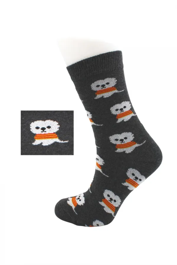 Chaussettes courtes en coton à motifs de chiens colorés pour femmes, lot de 4