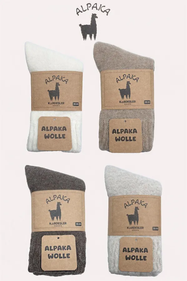 Chaussettes d'hiver épaisses en laine d'alpaga pour femme, lot de 4